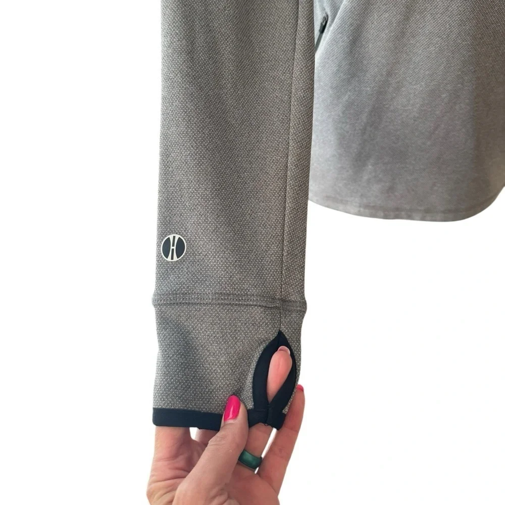 Holloway Ladies Small Gray Asymmetrical Zip Hooded Jacket Thumbholes Pockets k2
